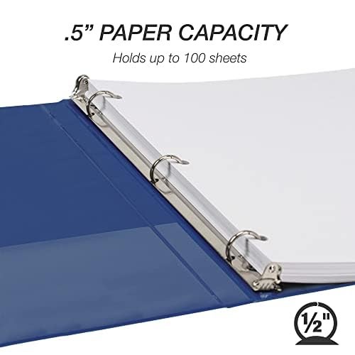 Samsill 0.5 Inch 3 Ring Binder  Made in USA  Economy Round Ring  Clear View Cover  100 Sheet Capacity - for School  Home  Office - Blue  4 Pack - Image 4